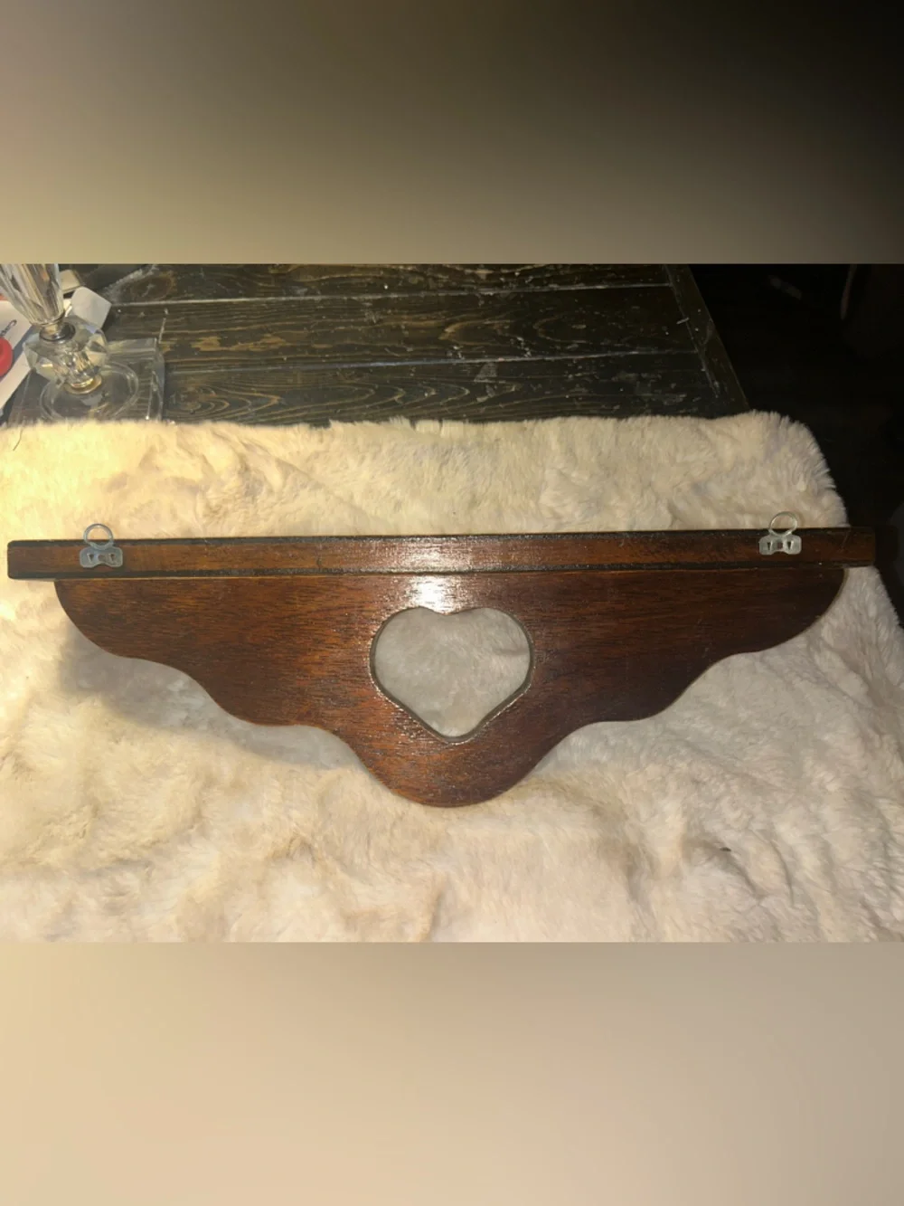 Vintage 16” Wood Wall Shelf Heart Cutout Rustic Country Farmhouse Cottagecore